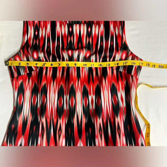 CALVIN KLEIN Red and black abstract print sleeveless sheath dress size 8 - Picture 11 of 14